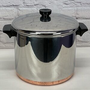 Vintage Revere Ware 8 Qt Stock Pot w/Lid Copper Clad Stainless Steel Made In USA